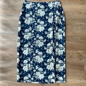 Linen flower maxi skirt